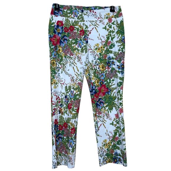 Up! Floral Stretch Pull-On Pants size 12 Garden Summer Spring Crop Resort - Picture 1 of 8